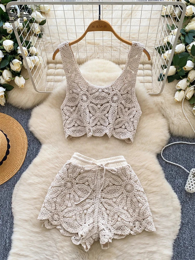2026 Knit Summer Vacation Two Piece Sets for Women