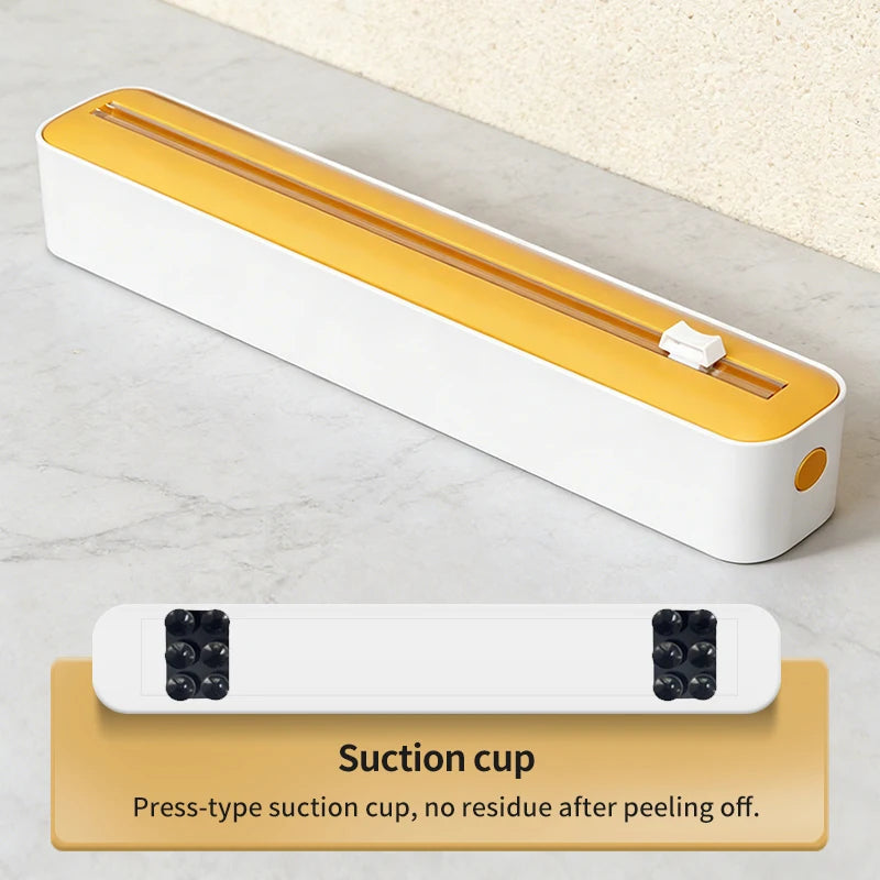 Multi-functional cling film cutter, tear-free sliding suitable for plastic and aluminum foil.