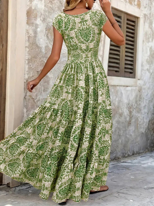 2026 vintage printed dress fashionable and elegant for women