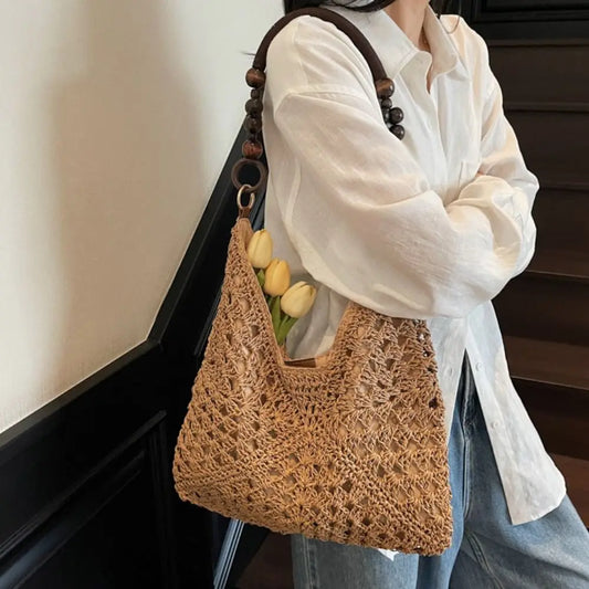 Hollow Out Straw Woven, Bohemian Beach Bag Large Capacity for Women