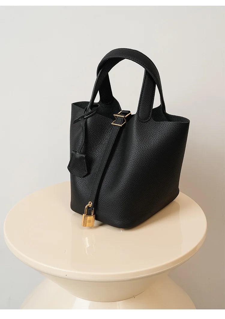 2026 New luxury Genuine Leather Barrel Bag for Women Togo Top