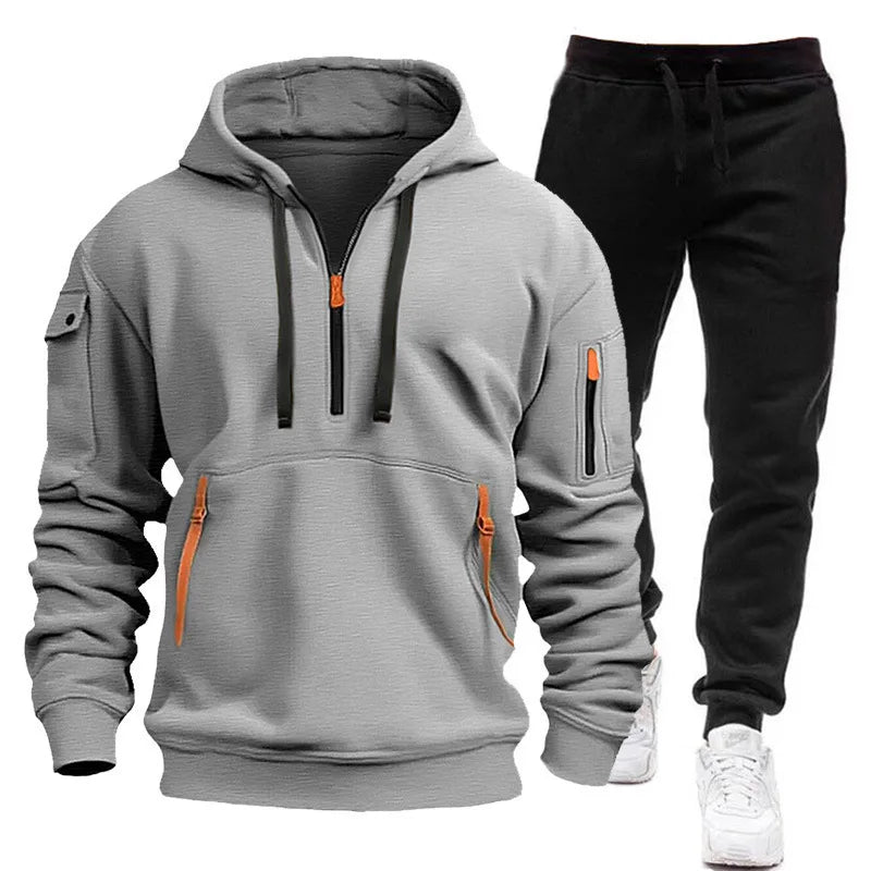 Sweatshirt set for outdoor sports and fitness trend hooded