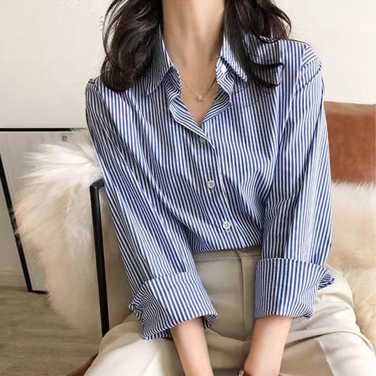 Classic Striped Woman Spring Autumn Blouses