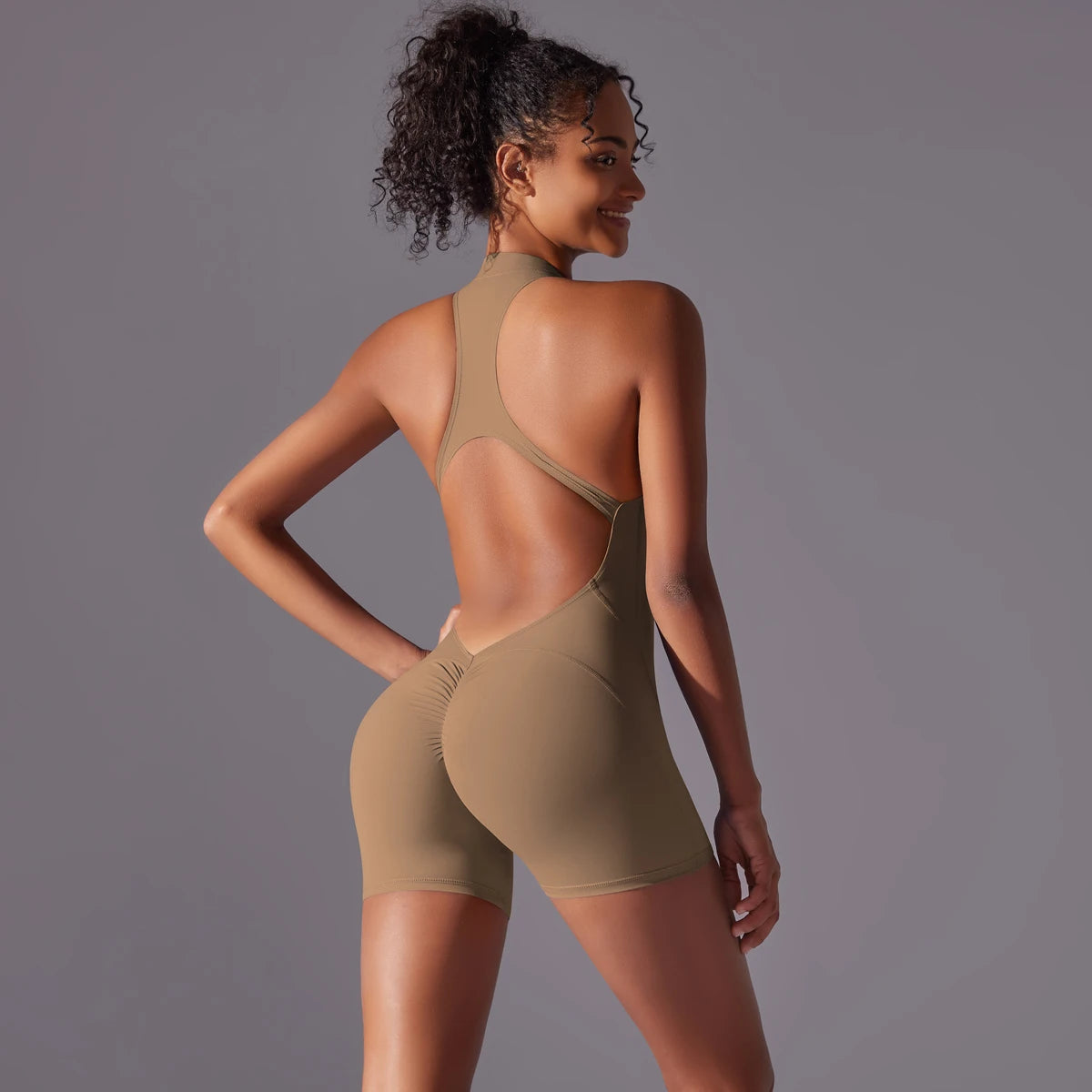 Half Zipper for Women  fitness Bodysuits Gym Push Up Workout Clothes