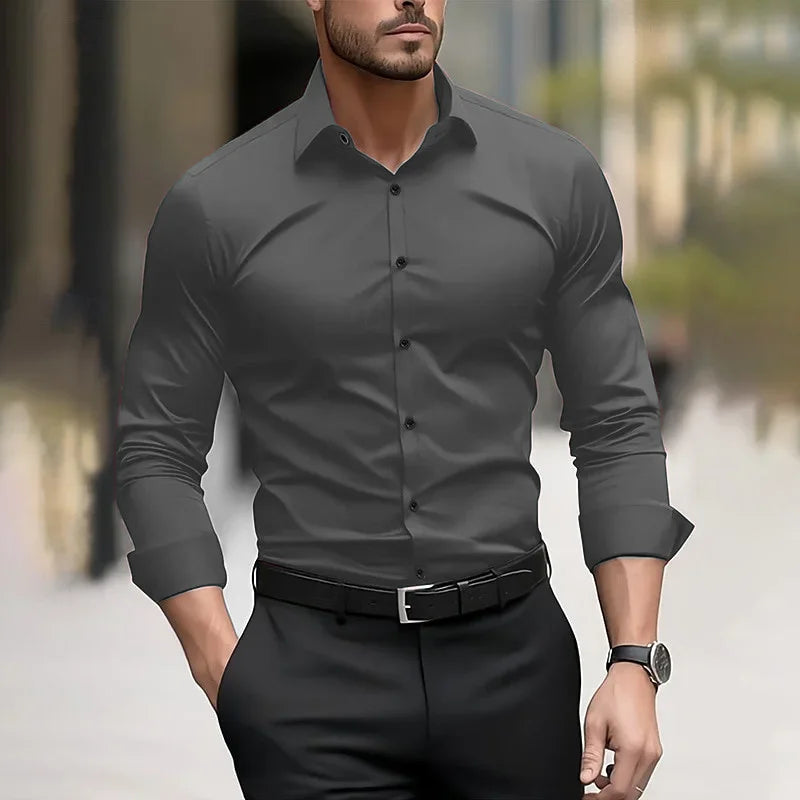 Men's formal solid color Long sleeved
