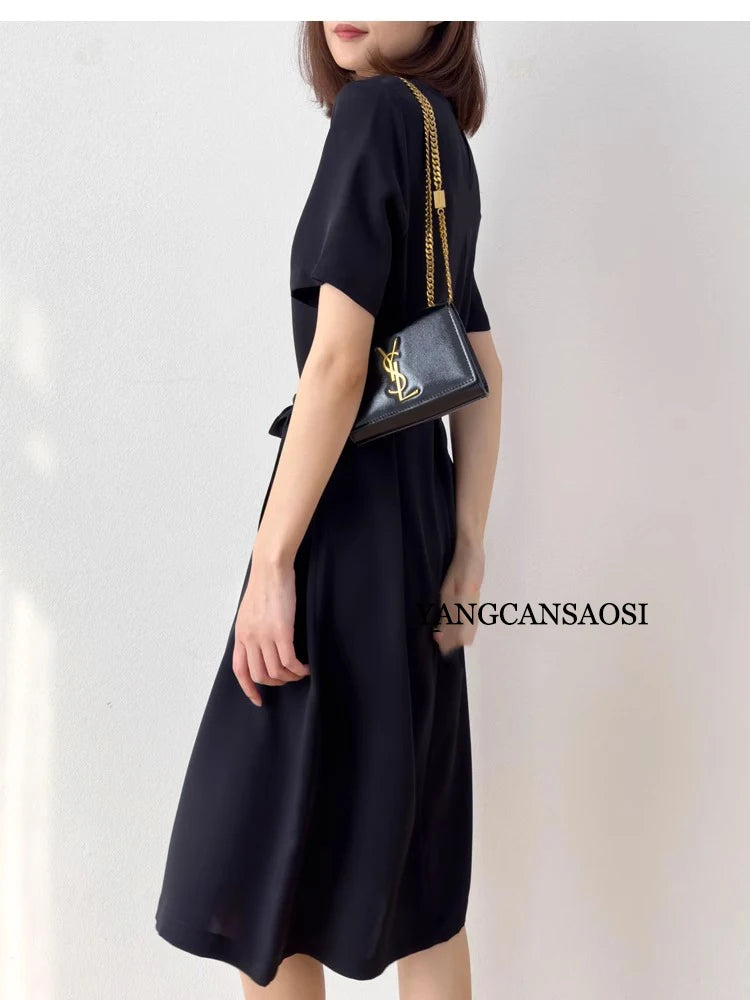 2026 Summer New 26MM 93%Natural Mulberry Silk Elastic Women's Dress