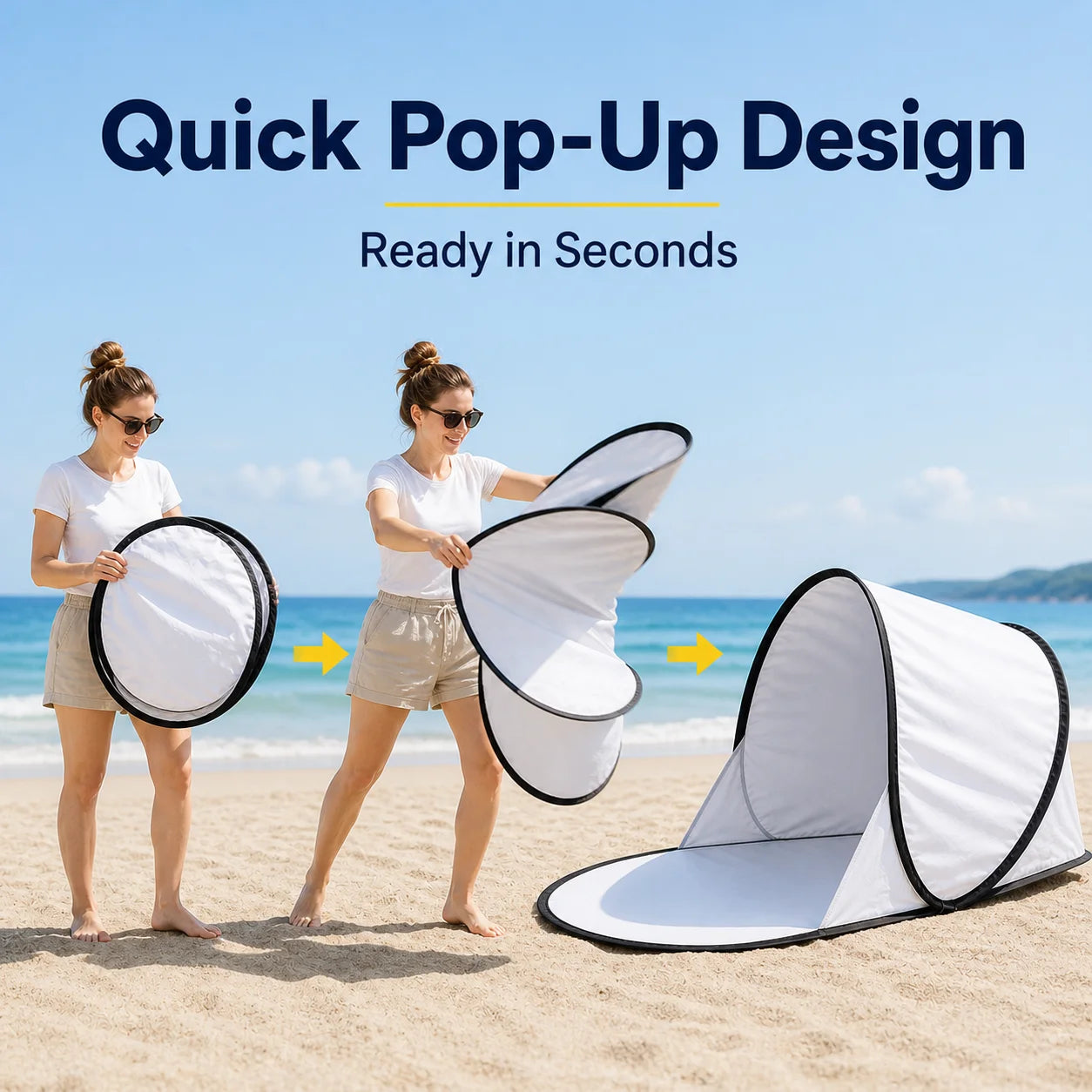 Outdoor portable automatic pop-up beach tent, sunshade,