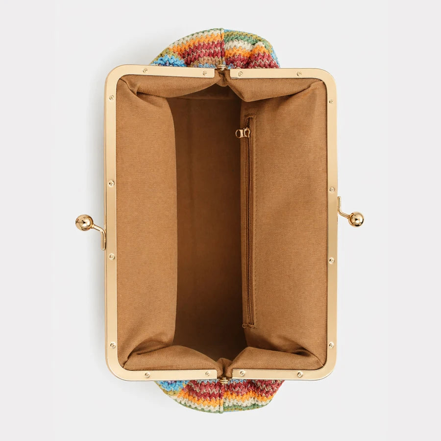 Fashion Large Striped Clip Shell Shoulder Bag for Women