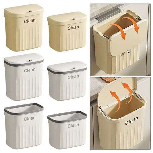 Durable Trash Can Wall Mounted Hanging With Lid Kitchen Bin