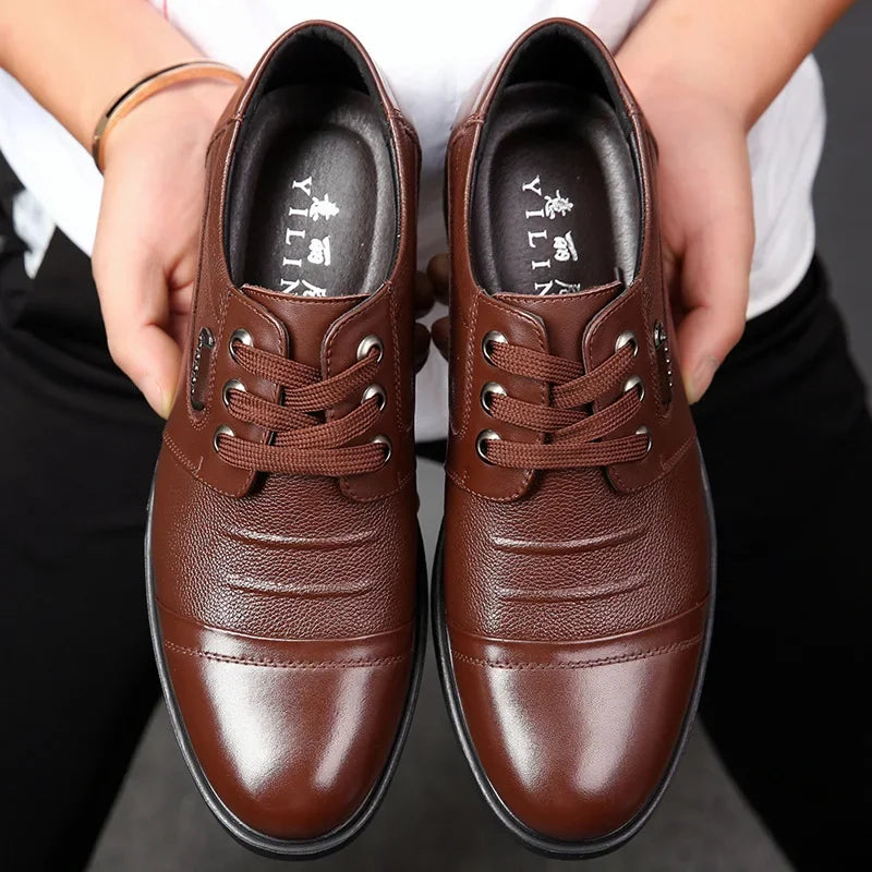 Men's Genuine Cow Leather Shoes With Triple-Stitched Soles 2026
