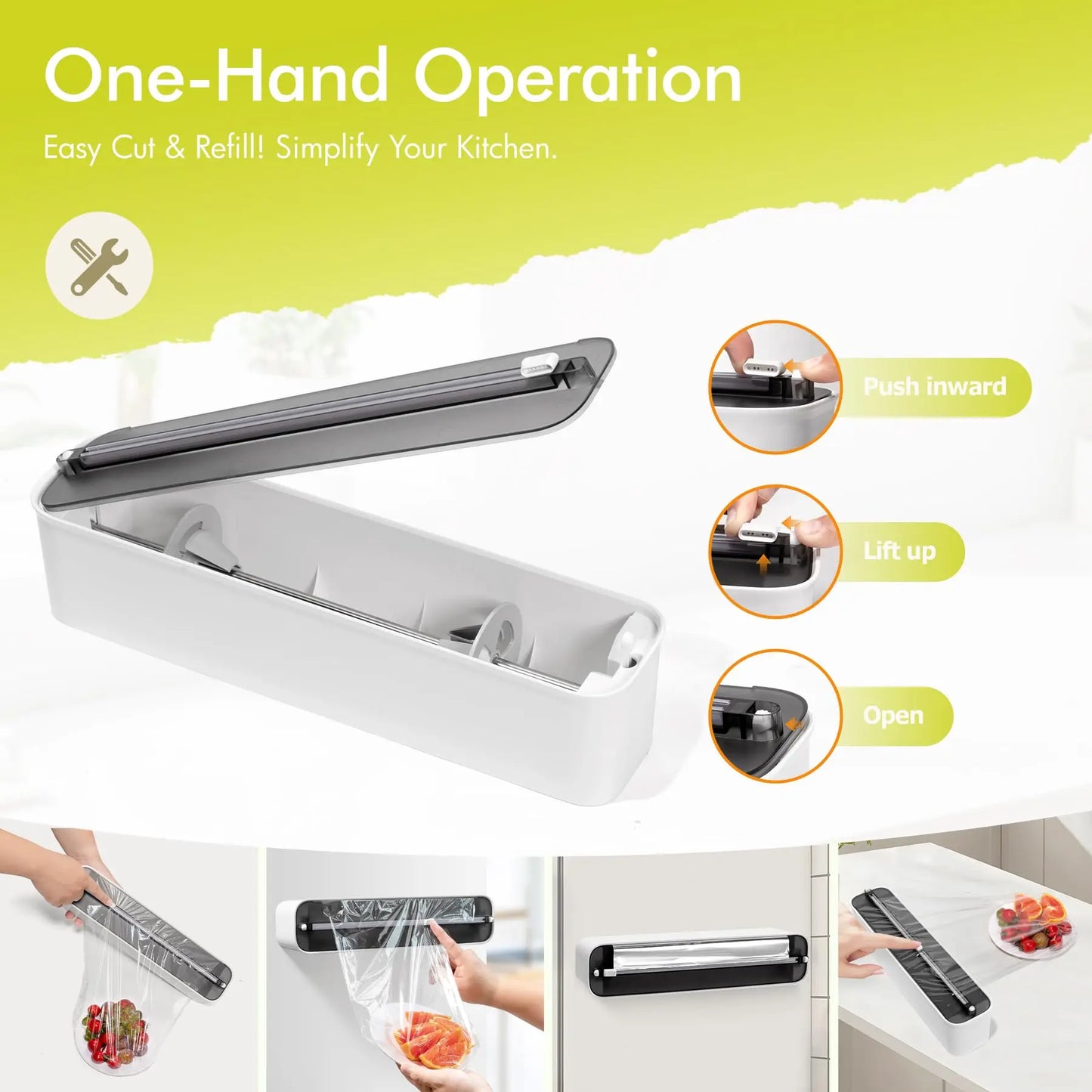 MAgnetic Aluminum Foil & Plastic Wrap Dispenser with Cutter - Magnetic