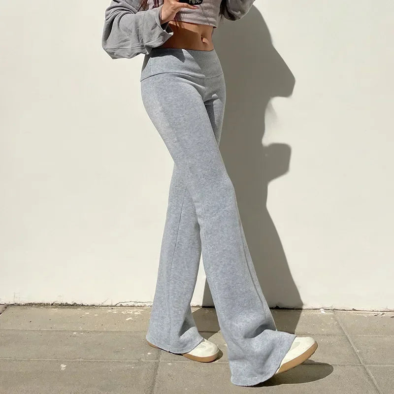 Casual Sexy Basic Solid Flare Pants for Women 2026