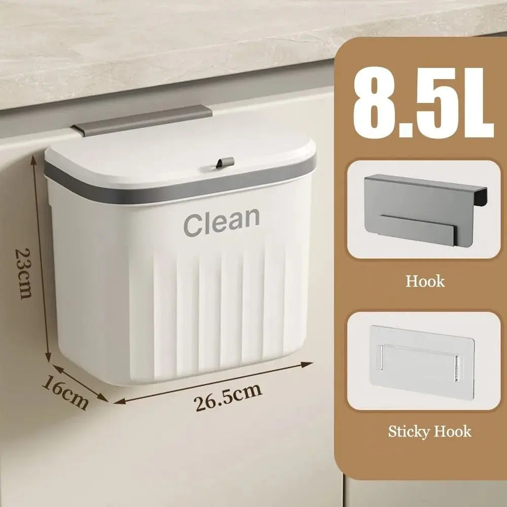 Durable Trash Can Wall Mounted Hanging With Lid Kitchen Bin