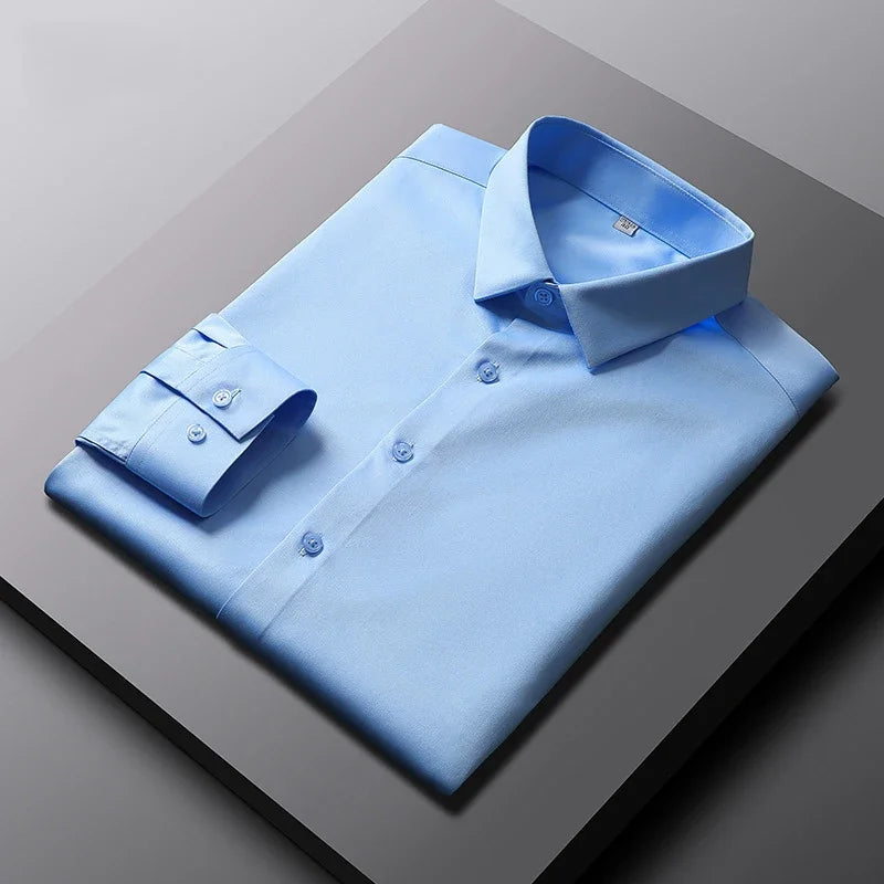 Casual Long Sleeved Solid Color Shirt Non Ironing and Wrinkle Resistant