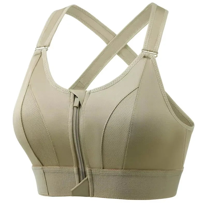 Sports Bras For Women Front Zipper Adjustable Strap