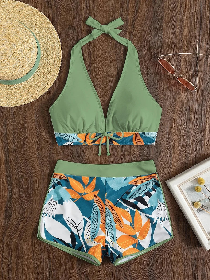 2026 Halter Bikini Set Short Swimsuit for Women