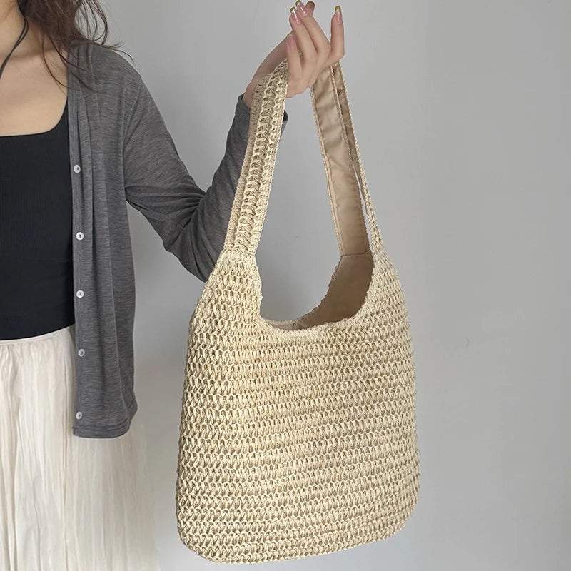 Summer Beach Fashion Rattan Women Shoulder Bags Large Capacity