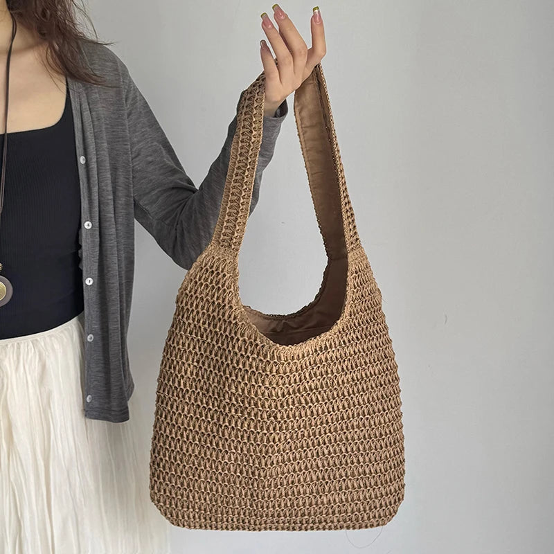 Summer Beach Fashion Rattan Women Shoulder Bags Large Capacity