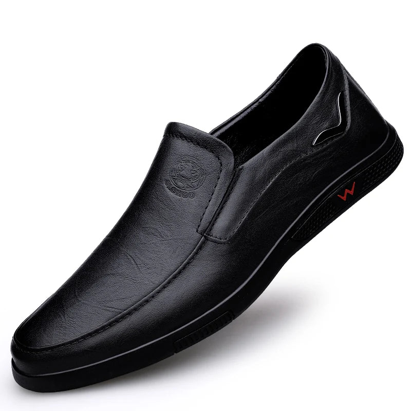 Men's Business Casual Shoes Handmade Layered Cowhide Rubber Bottom Leather Footwear for Office