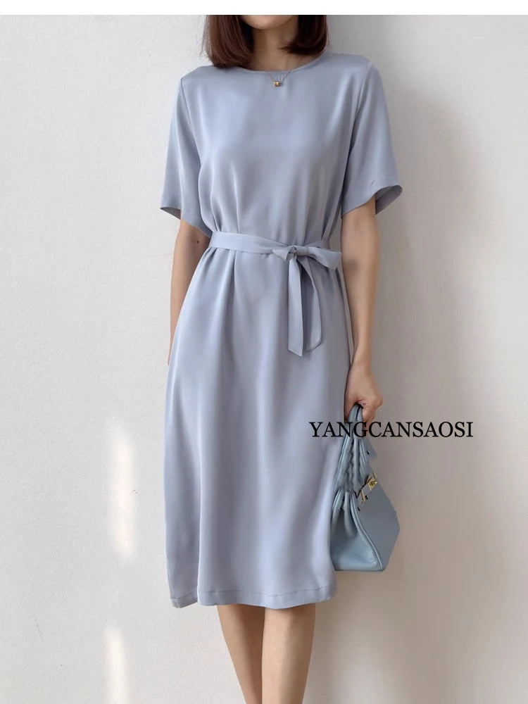 2026 Summer New 26MM 93%Natural Mulberry Silk Elastic Women's Dress