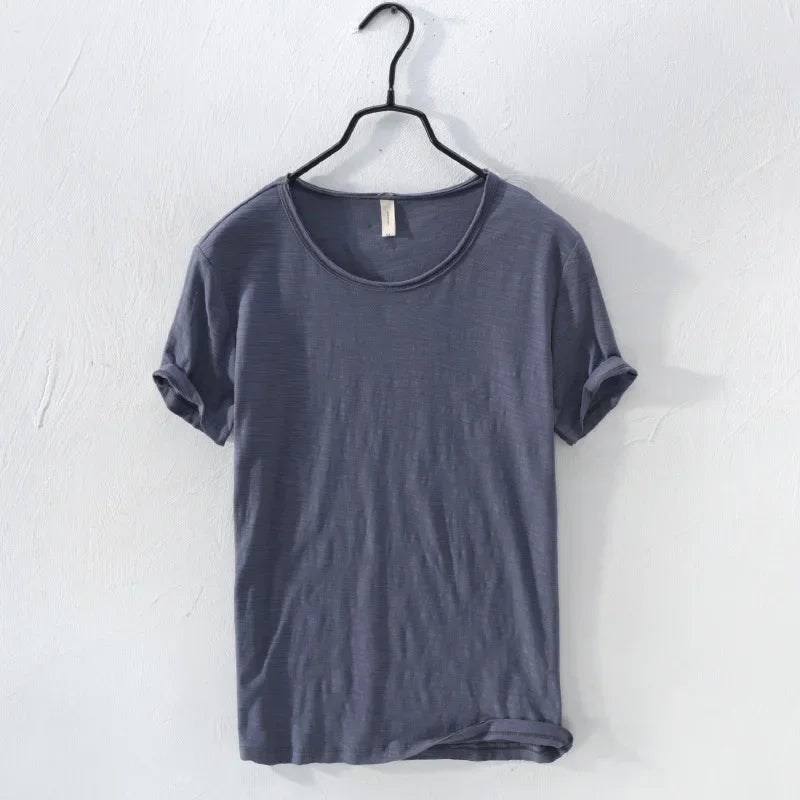 Retro Raw Edge T-Shirt for Men 100% Cotton