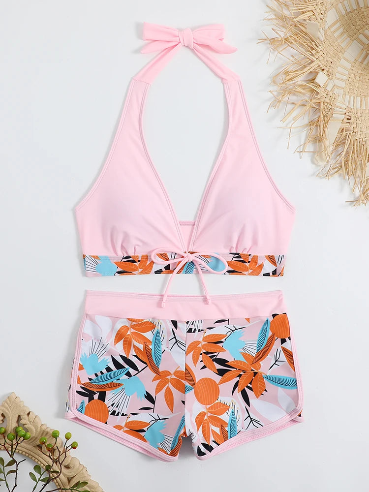 2026 Halter Bikini Set Short Swimsuit for Women