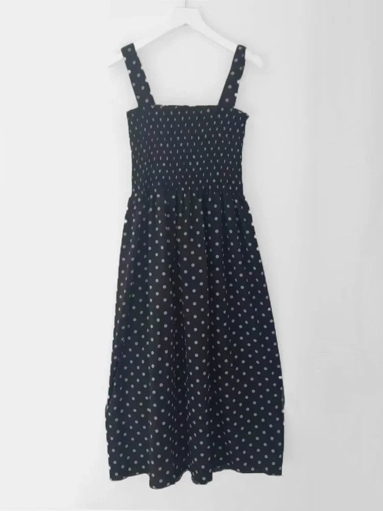Robe femme Summer Polka Dot Womens Dresses Elegant Square Neck Sleeveless