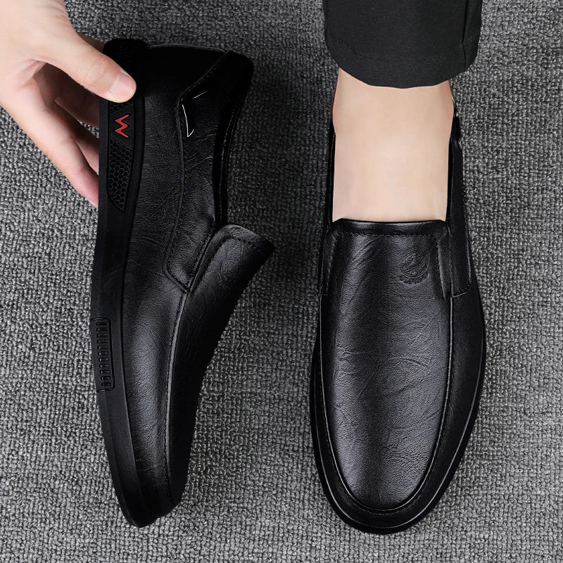 Men's Business Casual Shoes Handmade Layered Cowhide Rubber Bottom Leather Footwear for Office