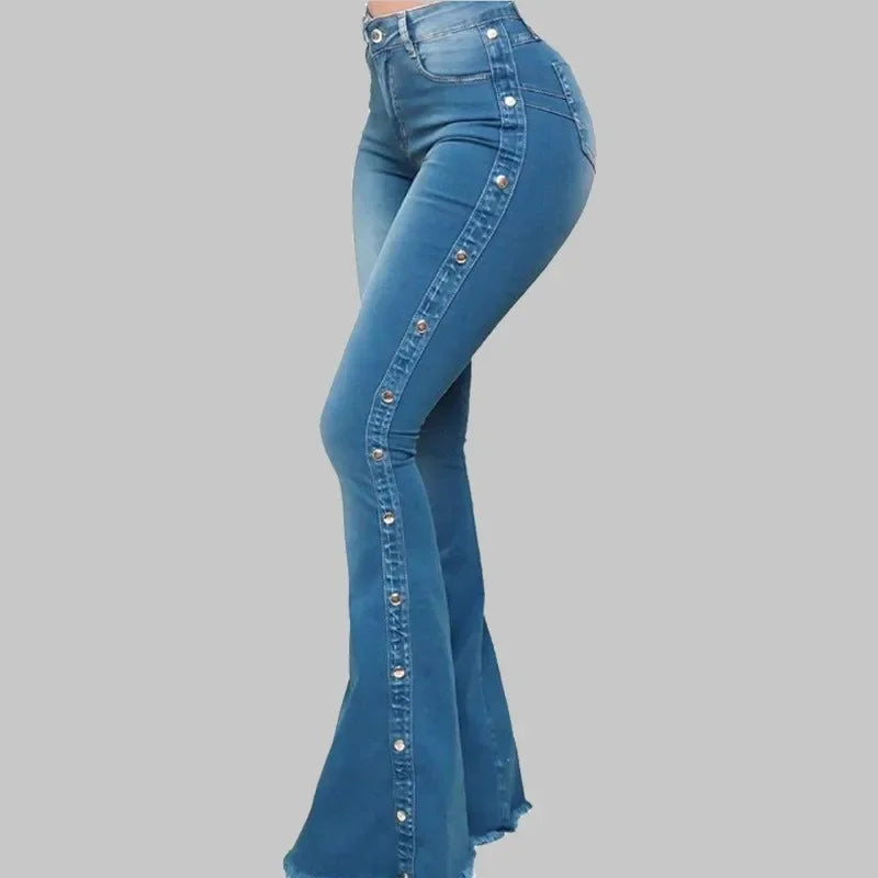 Jeans High Waist Strecth Denim Flare Pants for Women