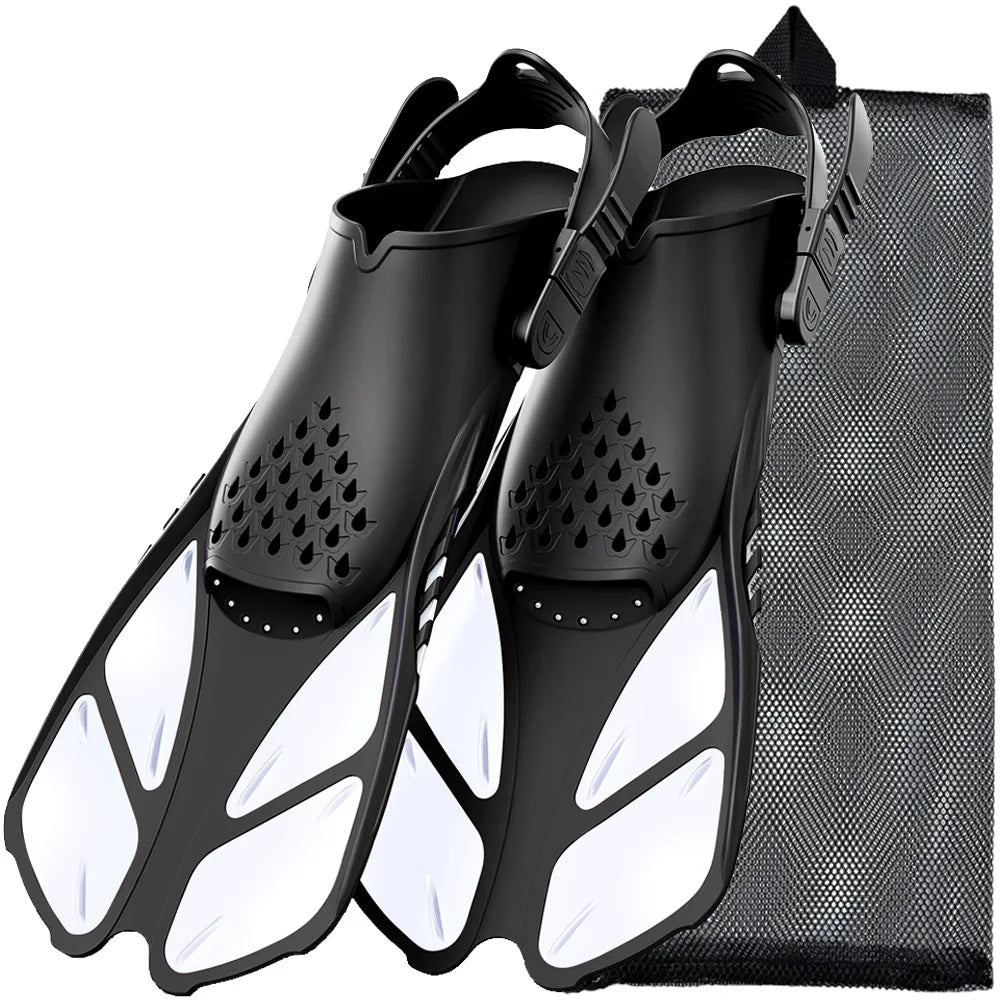 Snorkel Fins Adjustable Buckles Swimming Flippers Short Silicone for Adult
