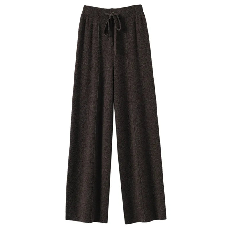 Women's High waisted warm knit wide leg straight leg pants for women