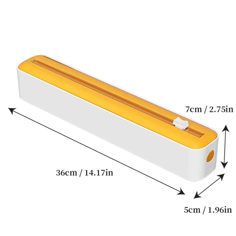 Multi-functional cling film cutter, tear-free sliding suitable for plastic and aluminum foil.