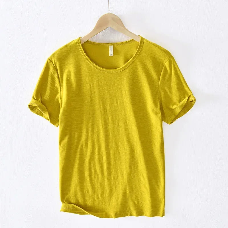 Retro Raw Edge T-Shirt for Men 100% Cotton