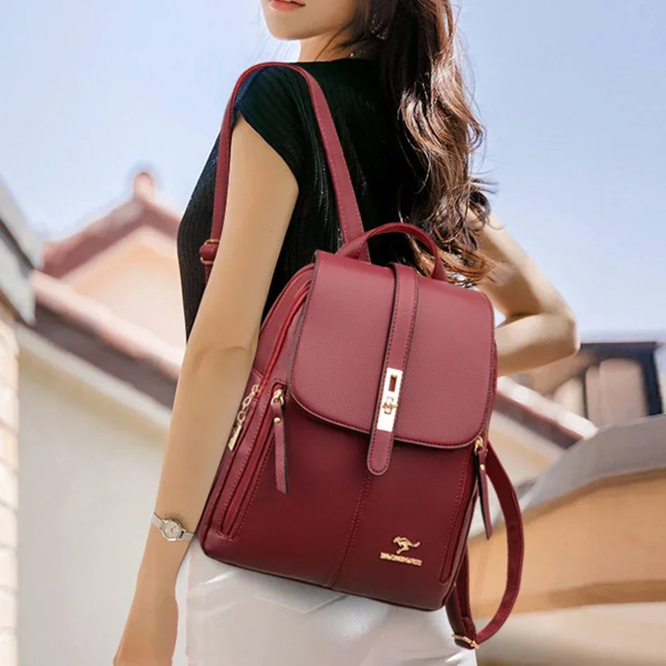 Large Capacity Backpack High Quality Leather Vintage Bags for Women