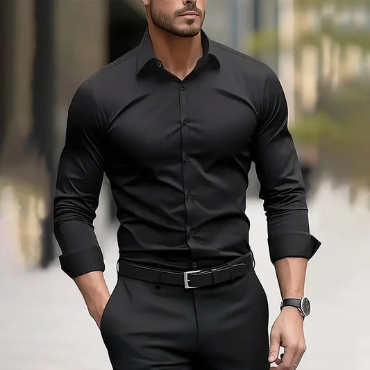 Men's formal solid color Long sleeved