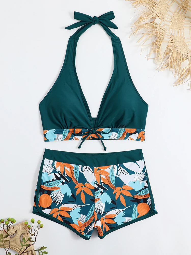2026 Halter Bikini Set Short Swimsuit for Women