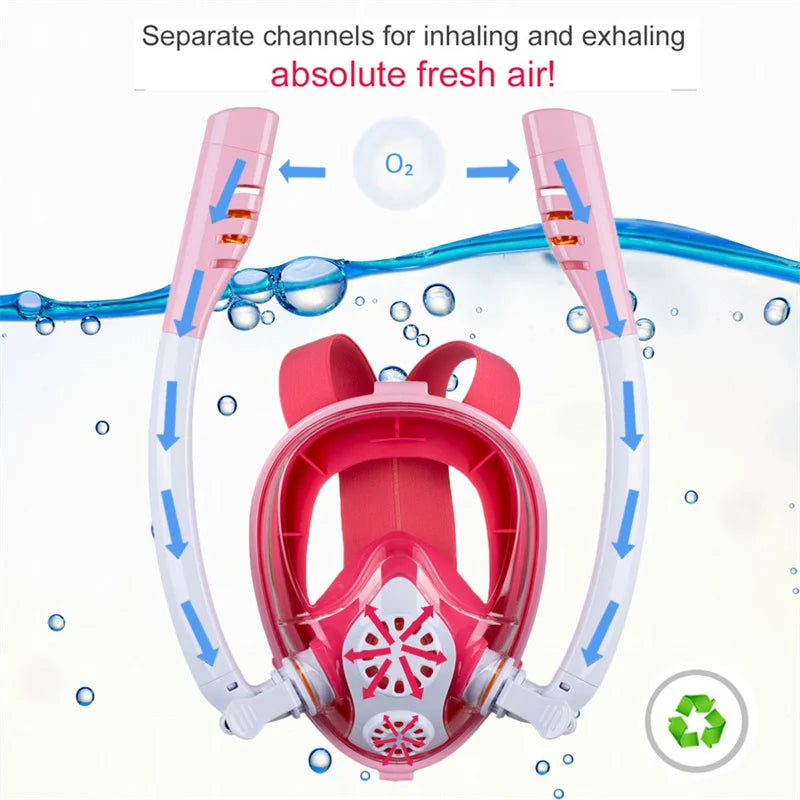 high Quality Snorkeling Mask Double Tube Silicone Full Dry Diving Mask for Adult