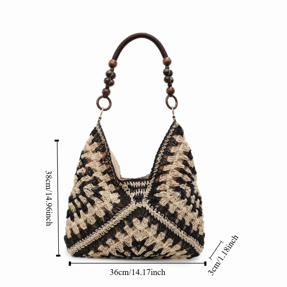 Hollow Out Straw Woven, Bohemian Beach Bag Large Capacity for Women