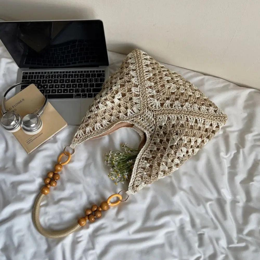 Hollow Out Straw Woven, Bohemian Beach Bag Large Capacity for Women
