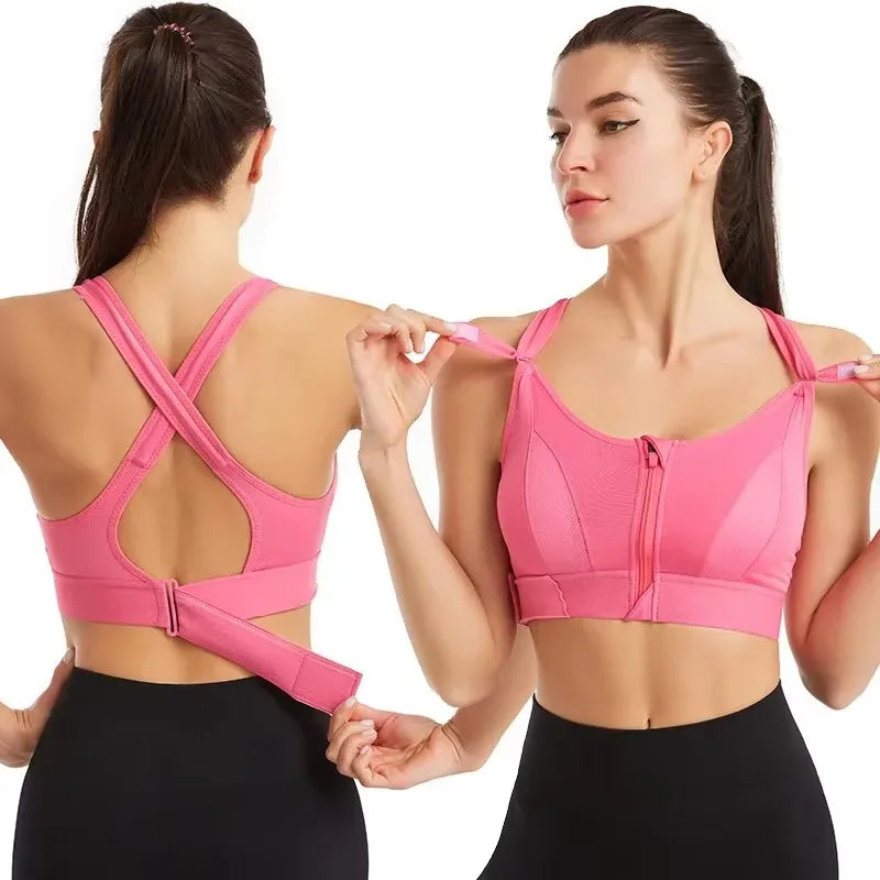 Sports Bras For Women Front Zipper Adjustable Strap