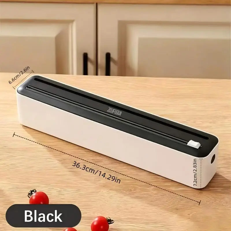 Large Size Plastic Wrap Dispenser with Cutter, Dual Slide Cutting Multifunctional Foil & Parchment Paper Cutter