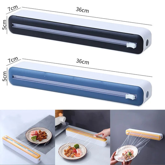 Magnetic Plastic Wrap Dispenser with Cutter Storage Box