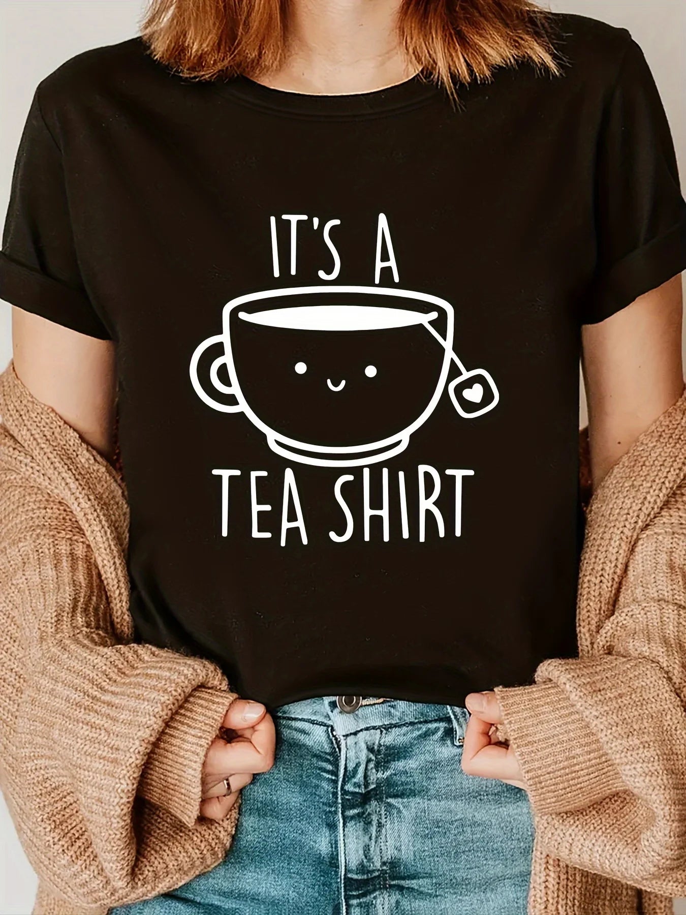 Women'S Casual Crew Neck T-Shirt Fashion Tee with "It's A Tea Shirt"
