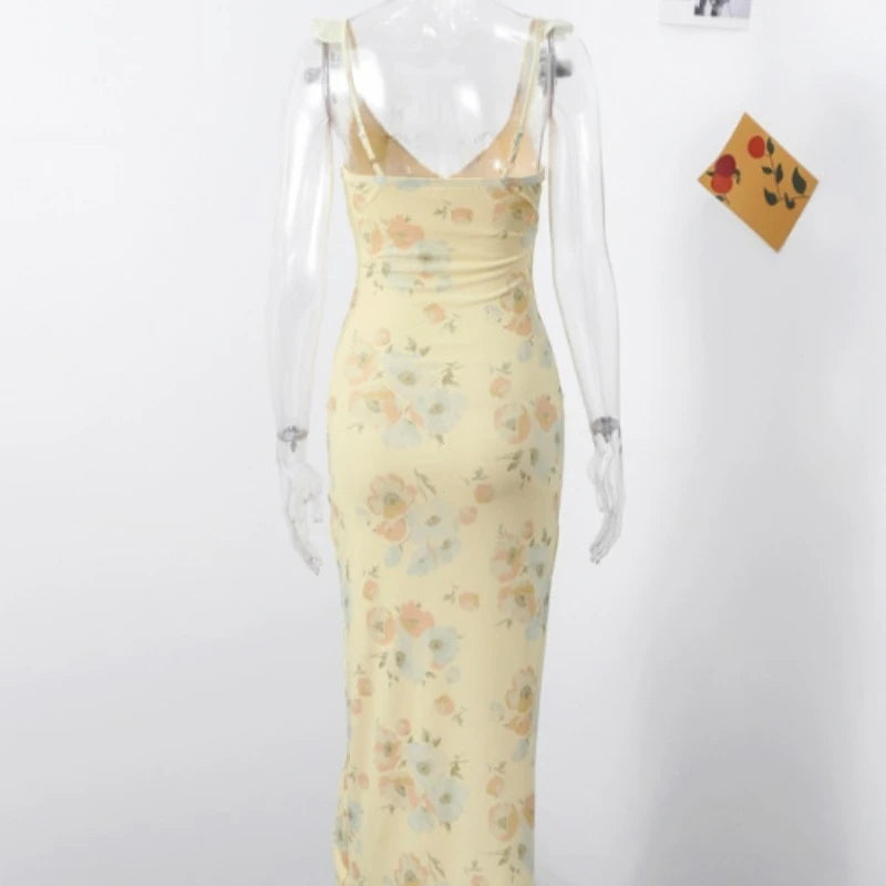 Summer Flower Printed Women's Sexy Low-cut Dress