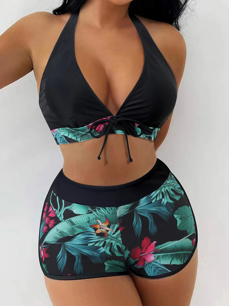 2026 Halter Bikini Set Short Swimsuit for Women