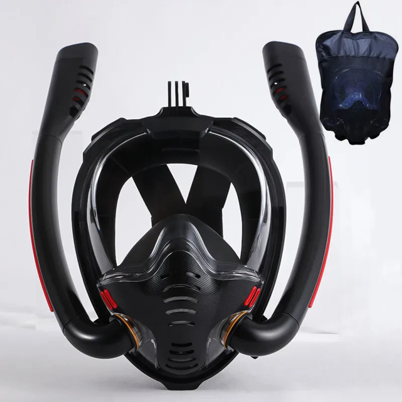 high Quality Snorkeling Mask Double Tube Silicone Full Dry Diving Mask for Adult
