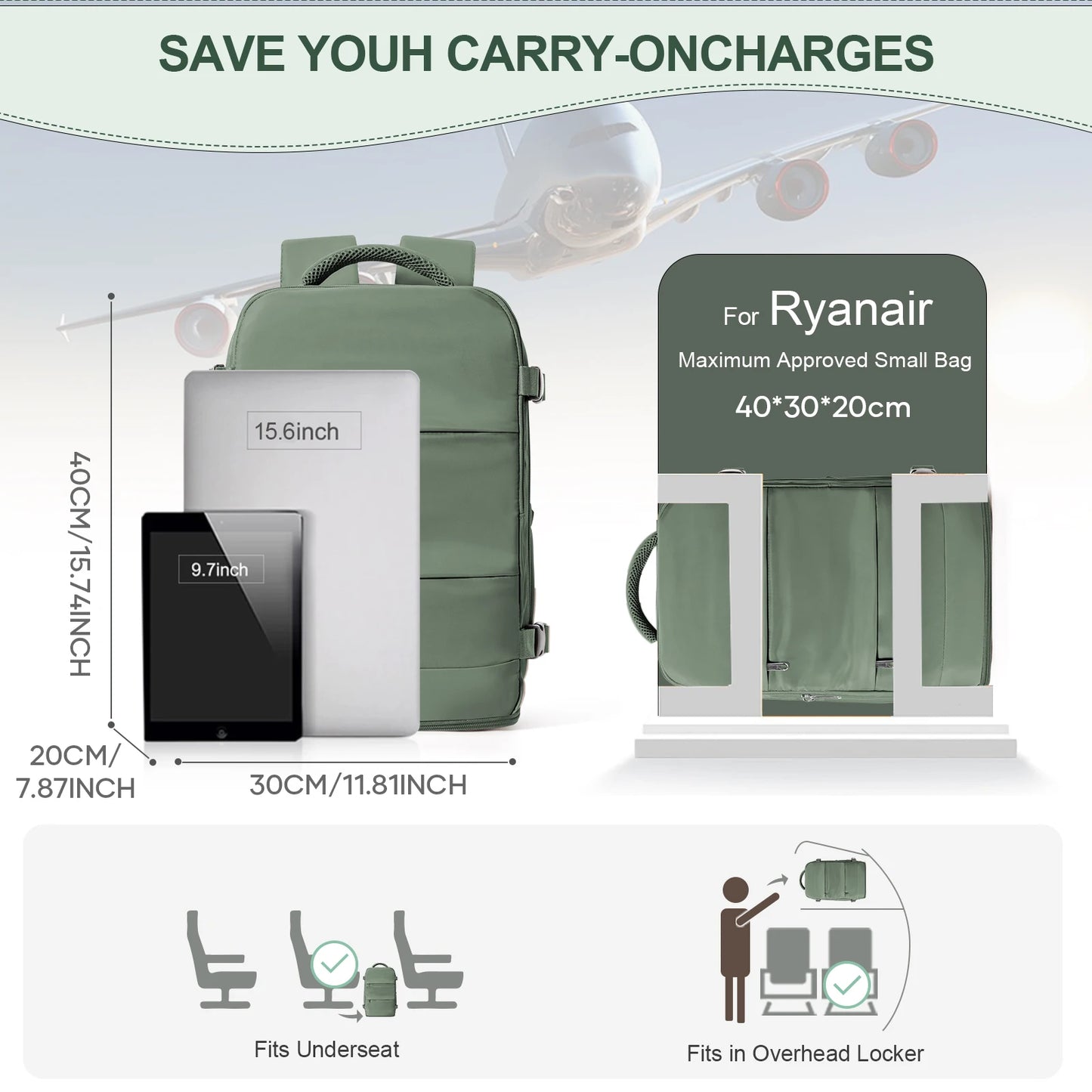Backpack 40x30x20 Cabin Bag Travel Backpack for Men and Women
