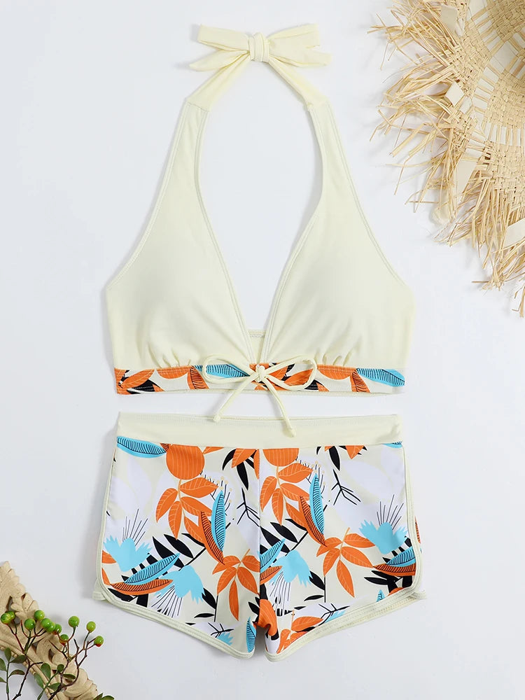 2026 Halter Bikini Set Short Swimsuit for Women
