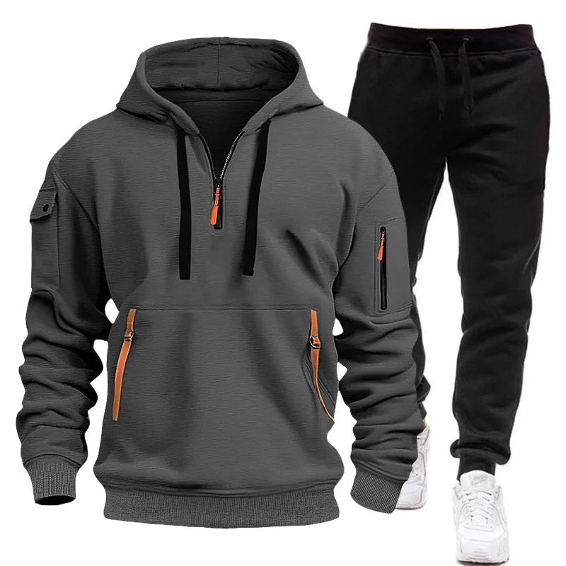 Sweatshirt set for outdoor sports and fitness trend hooded