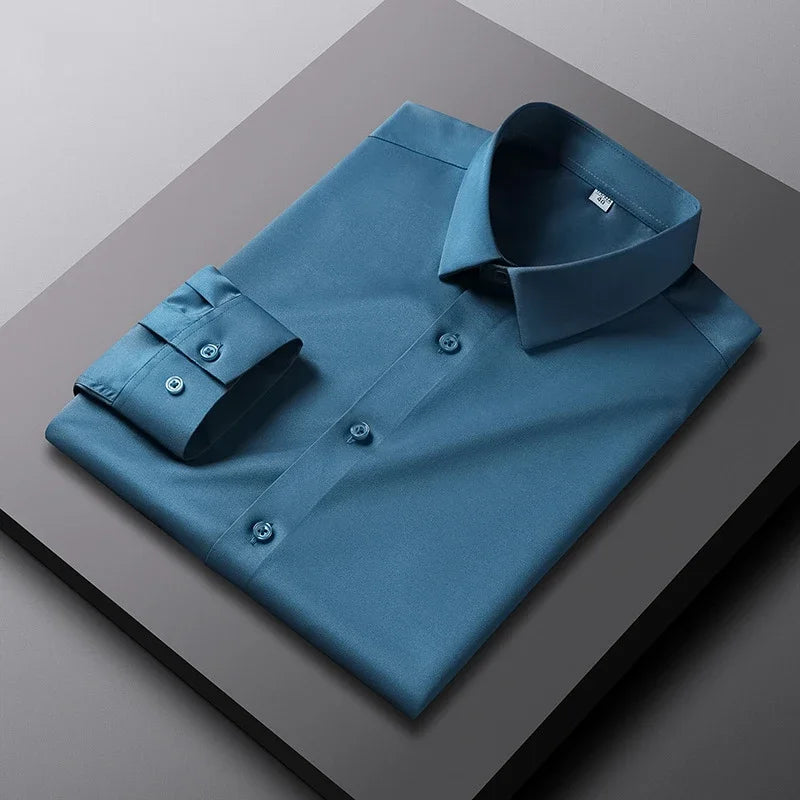 Casual Long Sleeved Solid Color Shirt Non Ironing and Wrinkle Resistant